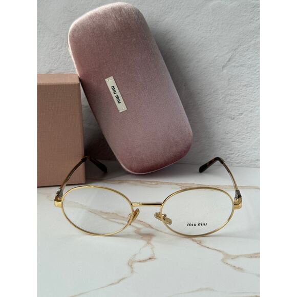 NEW Miu Miu M50ZV Gold Oval Metal Eyeglasses Frames main image 5